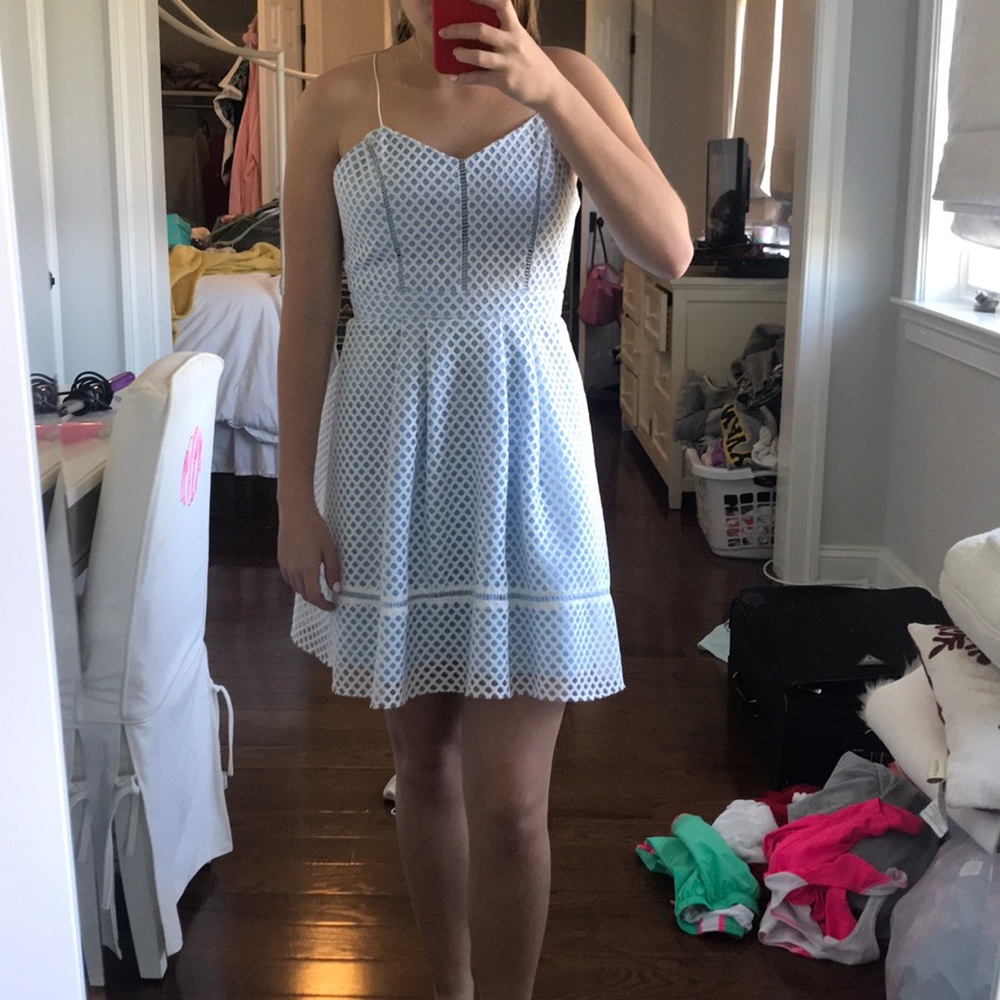 Light blue summer dress with fish net detailing
